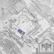 Lageplan (Vorlage Stich von 1790) / Friedrichsbau in Heidelberg, Altstadt Lageplan (Vorlage Stich von 1790) / Friedrichsbau in Heidelberg, Altstadt