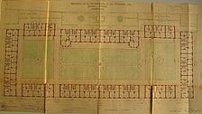 Erdgeschoss-Grundriss mit Darstellung der Außenanlagen von Eugen Steigleder (1918) / Siedlung Rotenbergstraße in 70190 Stuttgart, Stuttgart-Ost