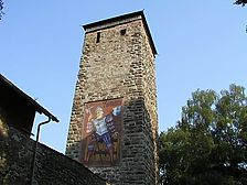 Romäusturm mit bildlicher Darstellung des Namensgebers, der Lokalheld Remigius Mans (Riese Romäus) / Romäusturm in 78050 Villingen