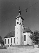 Ansicht von Südost (1952) / Katholische Pfarrkirche St. Vincentius in 79232 Neuershausen Ansicht von Südost (1952) / Katholische Pfarrkirche St. Vincentius in 79232 Neuershausen