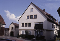 Westseite 1980 / Wohnhaus und Scheune mit Sommerstube (beides abgegangen) in 74354 Besigheim (M.Haußmann)