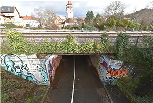 Überblicksaufnahme von Südwesten / Eisenbahnüberführung Gengenbach, Grünstraße 4250*9.743*1617 in 77790 Gengenbach (2025/26 - strebewerk. Architekten GmbH)