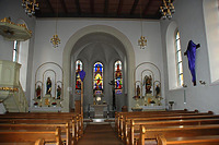 Innenansicht in Richtung Osten (Chor) / Kath. Pfarrkirche St. Michael in 78628 Rottweil-Feckenhausen (Landesamt für Denkmalpflege Freiburg, Bildarchiv) Innenansicht in Richtung Osten (Chor) / Kath. Pfarrkirche St. Michael in 78628 Rottweil-Feckenhausen (Landesamt für Denkmalpflege Freiburg, Bildarchiv)