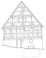 Nordansicht Wohnhaus / Wohnhaus mit Scheune (abgegangen) in 75449 Wurmberg (Juni 1999 - Architekturbüro Bernd F. Säubert)