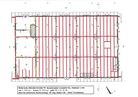 Grundriß des ersten Obergeschosses.
Die ursprüngliche Bausubstanz (rot) ist noch praktisch vollständig erhalten. An der westlichen Stirnseite (links) wurden nachträglich drei Räume wohnlich ausgebaut. / Haartrockenschuppen der Gerberei Hermann Kolesch (abgegangen) in 88400 Biberach an der Riß (01/2017 - Stefan Uhl) Grundriß des ersten Obergeschosses.
Die ursprüngliche Bausubstanz (rot) ist noch praktisch vollständig erhalten. An der westlichen Stirnseite (links) wurden nachträglich drei Räume wohnlich ausgebaut. / Haartrockenschuppen der Gerberei Hermann Kolesch (abgegangen) in 88400 Biberach an der Riß (01/2017 - Stefan Uhl)