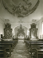 Kath. Pfarrkiche St. Vinzentius, Schliengen - Innenansicht in Richtung Osten (Chor) / Kath. Pfarrkirche St. Vinzentius in 79418 Schliengen-Liel (Fotoarchiv Freiburg, Landesamt für Denkmalpflege)