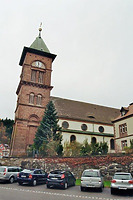 Südansicht / Kath. Pfarrkirche St. Nikolaus- Kirche, Turm in 79215 Elzach (Bildarchiv, Landesamt für Denkmalpflege)