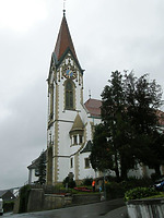 Südostansicht / Kath. Pfarrkirche St. Dionysius in 78262 Gailingen am Hochrhein (Bildarchiv, Landesamt für Denkmalpflege, Dienstsitz Freiburg)