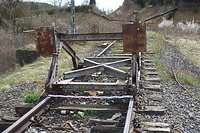 Prellbock zur unterbrochenen Strecke Umfahrungsstraße Weil der Stadt / Württembergische Schwarzwaldbahn in  keine genauere Zuordnung (12.04.2018 - wifu)