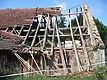Ostansicht mit nördlichstem Teil der ehem. Schafscheune / Ehem. Schafscheune in 74673  Mulfingen-Simprechtshausen (25.07.2018 - Bastian Heuberger)