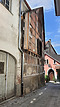 Ansicht Nordseite, Turmgasse; im Vordergrund der Zwischenbau / Scheuer in 88662 Überlingen (06.07.2021 - K. Uetz)