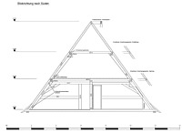 Querschnitt durch das Bindergespärres des Dachwerkes (Genauigkeitsstufe I) / Wohnhaus  in 74834 Elztal-Dallau  (Januar 2021.  - Planersteller: Jonas Senghaas, Januar 2022)