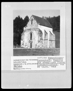 Südwestansicht / Marienkapelle, ehem. Spitalkapelle in 79312 Tennenbach (1968 - LAD Baden-Württemberg, Außenstelle Freiburg, Quelle: Bildindex)