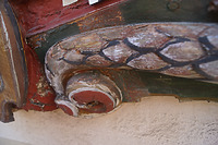 Fassungsbefund an Fabelwesen des späten 19. Jahrhunderts / Altes Rathaus in 74249 Jagsthausen (03.08.2020 - Ferdinand M. Schäfer; SCHÄFER.PARTNER PartG Architektur.Städtebau.Denkmalpflege)