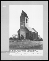 Südwestansicht / Pfarrkirche St. Killian und Ursula in 88430 Ellwangen (1958 - LAD Baden-Württemberg, Außenstelle Tübingen) Südwestansicht / Pfarrkirche St. Killian und Ursula in 88430 Ellwangen (1958 - LAD Baden-Württemberg, Außenstelle Tübingen)