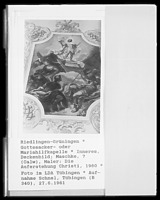 Deckenbild Die Auferstehung Christi / Friedhofskapelle St. Jakob d. Ä. u. Maria in 88499 Riedlingen, Grüningen (1960 - LAD Baden-Württemberg, Außenstelle Tübingen) Deckenbild Die Auferstehung Christi / Friedhofskapelle St. Jakob d. Ä. u. Maria in 88499 Riedlingen, Grüningen (1960 - LAD Baden-Württemberg, Außenstelle Tübingen)