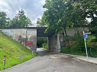 Ansicht von Nordosten / Panoramabahn, Eisenbahnüberführung km 8.006 in 70197 Stuttgart, Stuttgart-West (04.11.2025 - Amberg Engineering/SWEG)