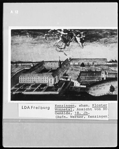 Ansicht des Kloster von Nordosten in einem Gemälde aus dem 18. Jahrhundert / Kloster Wonnental, ehem. Zisterzienserinnenkloster in 79341 Kenzingen (LAD Baden-Württemberg, Außenstelle Freiburg (bildindex)) Ansicht des Kloster von Nordosten in einem Gemälde aus dem 18. Jahrhundert / Kloster Wonnental, ehem. Zisterzienserinnenkloster in 79341 Kenzingen (LAD Baden-Württemberg, Außenstelle Freiburg (bildindex))