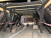 2. Dachgeschoss: Zweifach stehender Stuhl mit Steigbändern / Kelter in 75210 Keltern-Ellmendingen (07.05.2026 - Jonas Senghaas) 2. Dachgeschoss: Zweifach stehender Stuhl mit Steigbändern / Kelter in 75210 Keltern-Ellmendingen (07.05.2026 - Jonas Senghaas)