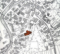 Ausschnitt der historischen Flurkarte von 1830 / Mauritiuskirche in 72131 Ofterdingen