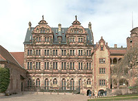 Ansicht vom Schloßhof / Friedrichsbau in Heidelberg, Altstadt