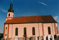Buchen, Götzingen, Kath. Pfarrkirche,  Ansicht Süd / Kath. Pfarrkirche St. Bartholomäus in 74722 Buchen, Götzingen