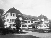 Schloss Bödigheim von Südwest / Schloss Bödigheim Pavillonbau in 74722 Buchen-Bödigheim (Bildindex: LAD Baden-Württemberg, Außenstelle Karlsruhe, Microfiche-Scan mi05080b03)