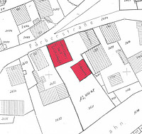 Lageplan mit Hervorhebung der zum Abbruch vorgesehenen Gebäude (2008) / Gasthaus Ochsen in 74206 Bad Wimpfen - Hohenstadt
