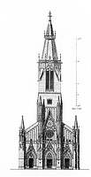 Aufriss der Turmfassade (nach Egle/Fiechter, Baustil- und Formenlehre, Bd. 3, S. 69) / Marienkirche (ev. Stadtkirche St. Maria), Turmhelm in 72764 Reutlingen