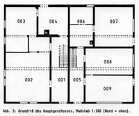 Doppelhaus, Grundriss, EG, 
Urheber:: Reck, Hans-Hermann (Büro für Bauhistorische Gutachten) / Doppelwohnhaus in  6941 Eberbach-Igelsbach  