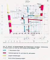 ehem. Gasthaus „Zum Löwen“, Befund- und Bauperiodenplan, EG
Quelle: Hans-Hermann Reck / Ehem. Gasthaus „Zum Löwen“ in 74889 Sinsheim-Hilsbach ehem. Gasthaus „Zum Löwen“, Befund- und Bauperiodenplan, EG
Quelle: Hans-Hermann Reck / Ehem. Gasthaus „Zum Löwen“ in 74889 Sinsheim-Hilsbach