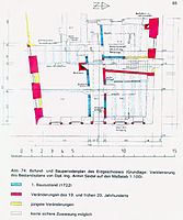 ehem. Gasthaus „Zum Löwen“, Befund- und Bauperiodenplan, EG
Quelle: Hans-Hermann Reck / Ehem. Gasthaus „Zum Löwen“ in 74889 Sinsheim-Hilsbach