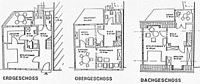 Wohnhaus, Grundrisse: EG, OG, DG
Quelle: G.L. & H.-P. Wolf (freie Architekten) / Wohnhaus in 69469 Weinheim