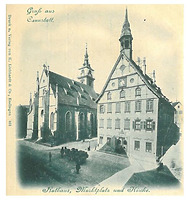 Hist. Postkarte (Druck u. Verlag von K. Liebhardt & Co, Esslingen) mit Ansicht des Rathauses / Altes Bezirksrathaus, Rathaus in 70372 Stuttgart, Bad Cannstatt