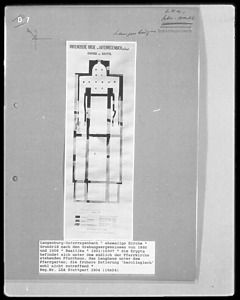 Grundriss nach den Grabungsergebnissen von 1880 und 1908 / Basilika (abgegangen) in 74595 Langenburg, Unterregenbach (LDA Stuttgart) Grundriss nach den Grabungsergebnissen von 1880 und 1908 / Basilika (abgegangen) in 74595 Langenburg, Unterregenbach (LDA Stuttgart)