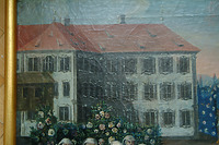 "Maria Rosengarten" (Detail). Öl auf Leinwand, 1763; Darstellung des Klosters nach dem weitgehenden Neubau 1763 / Kloster Maria Rosengarten in 88410 Bad Wurzach (19.02.2009 - Planungsbüro Gross Altshausen)