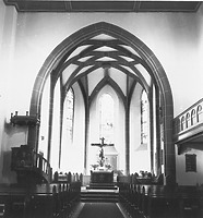 Blick vom Langhaus in den Chor nach Osten (1957) / Evangelische Stadtkirche in 79312 Emmendingen (10.12.2011 - Bildindex Foto Marburg: +777 546)