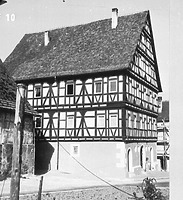 Ehem. Badhaus (Aufnahme nach 1965) / Ehem. Badherberge; sog. Haus "zum Großen Christoffel" in 73035 Jebenhausen (21.01.1965 - Bildindex Foto Marburg: LAD Baden-Württemberg, Stuttgart, Microfiche-Scan mi05397f10)