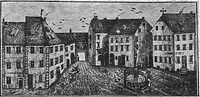 Hauptstraße mit Stadtmauerdurchlass im Hintergrund; im Vordergrund li. Haus Nr. 38 (um 1850) / Wohn- und Geschäftshaus in 79219 Staufen, Staufen im Breisgau (Stadtarchiv Staufen)