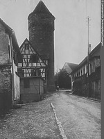 Ansicht von Südwesten (1950) / Haspelturm in 71665 Vaihingen, Vaihingen an der Enz (Bildindex Foto Marburg: LAD Baden-Württemberg, Stuttgart, Aufnahme-Nr. ladbw-p0531; Bilddatei ladbw-p0531)
