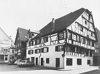 Hist. Ansicht gegen SO, Ecke Schrannengasse / Wohn- und Geschäftshaus in 88400 Biberach, Biberach an der Riß (Bildindex Foto Marburg: LAD BW/ Tübingen, Microfiche-Scan mi04935d11) Hist. Ansicht gegen SO, Ecke Schrannengasse / Wohn- und Geschäftshaus in 88400 Biberach, Biberach an der Riß (Bildindex Foto Marburg: LAD BW/ Tübingen, Microfiche-Scan mi04935d11)